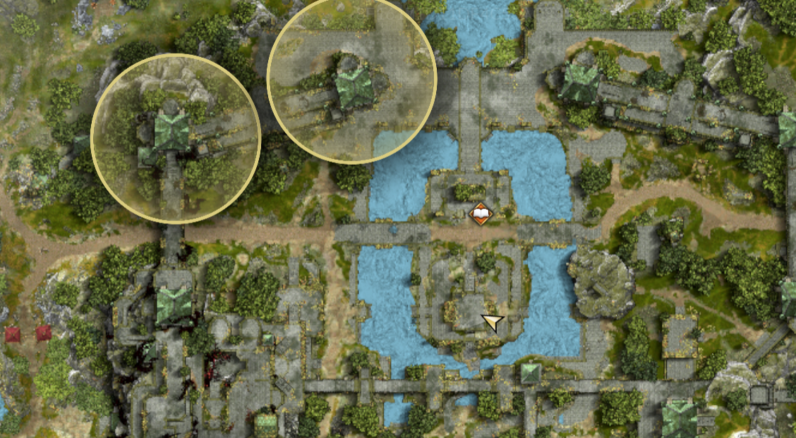 Map marking the shovel's location